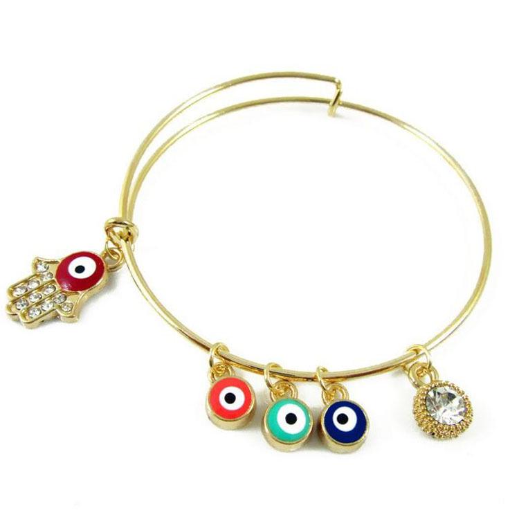 Korean Style Rhinestone Buddha s Hand  Eye Fatima Evil Eye Bracelet Anklet Alloy
