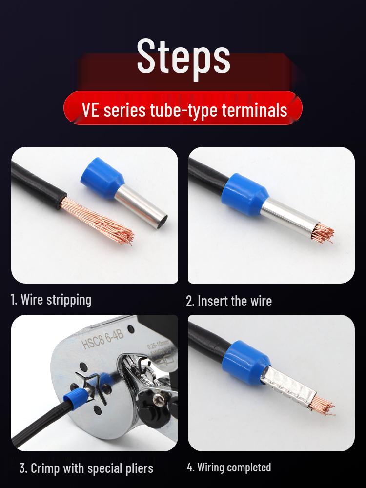 European Pin-Type Pre-Insulated Copper Ferrule Wire Connectors with Crimping Pliers