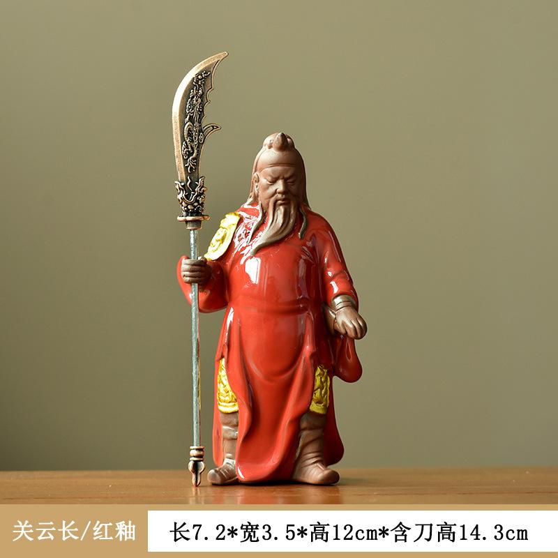 Guan Gong Wu Ceramic Chinese Sculpture, Desktop Characters, Guan Erye Home Decorations, Three Kingdoms