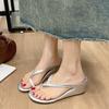 Fashion Womesen Wedg Slippers Clip Toe Summer Shoes Fashion Flip Flops New Brand Sandals 2025 Slingback High Heels Shoes Woman Pumps