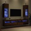 Wall Mounted TV Cabinets Set of 2 Reclaimed Wood Look 30.5 x 30 x 90 cm