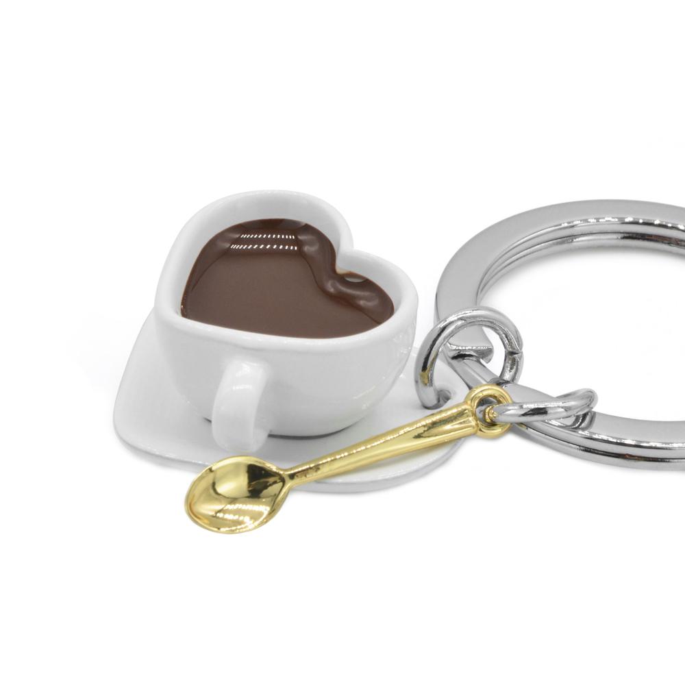 CHOCLI METALMORPHOSE COLLECTION Keyring Heart Coffee Cup Spoon (White)