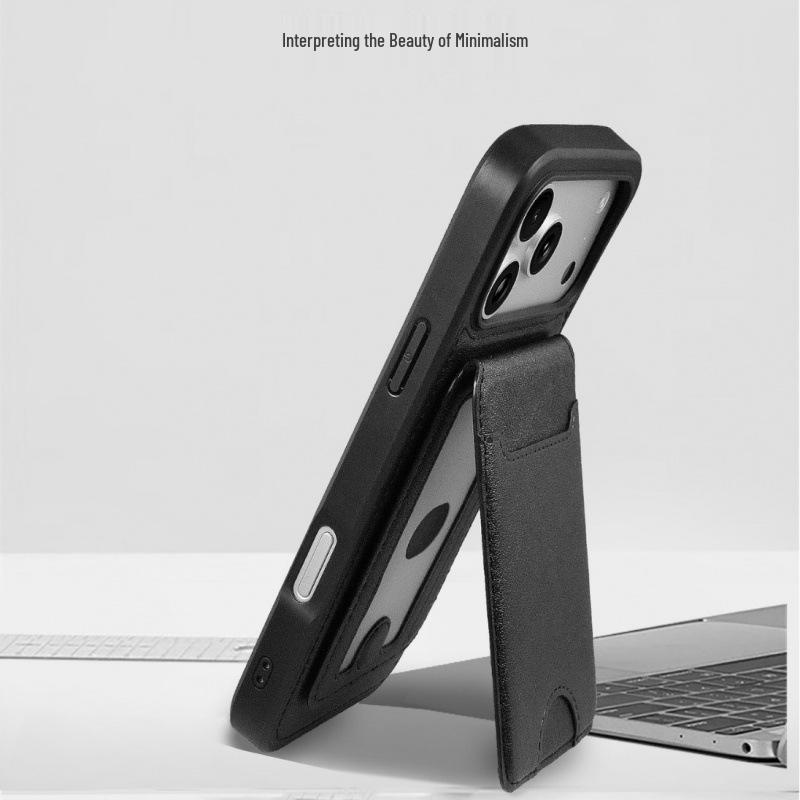 Magnetic Leather Flip Card Holder Stand for Apple 16 Phone