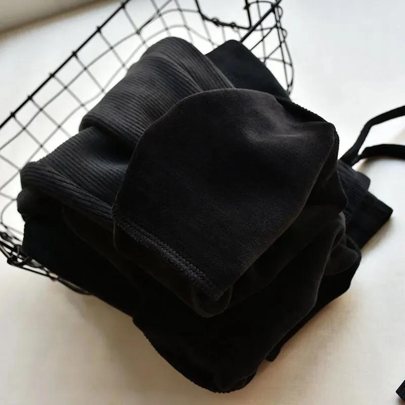 

Вельветовые брюки женские прямые брюки осенние и зимние свободные плюс бархатные брюки XL чёрный