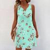 Women Summer Dresses V-Neck Print Sleeveless Sundress Casual Dress