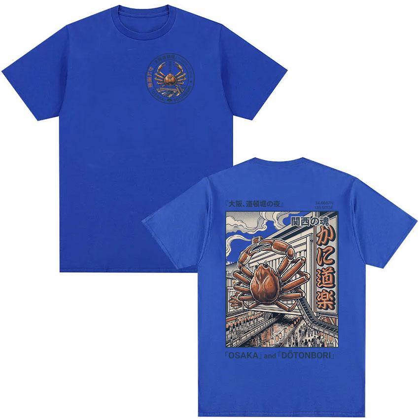 Funny Osaka Dotonbori Crab Cityscape Graphic T Shirt Japanese Retro Harajuku Clothing Tshirt Unisex Women Oversized Cotton Tshirts