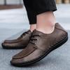Handmade Casual Shoes For Men Lace Up Split Leather Moccasins Plus Size 38-46 Tenis Masculinos