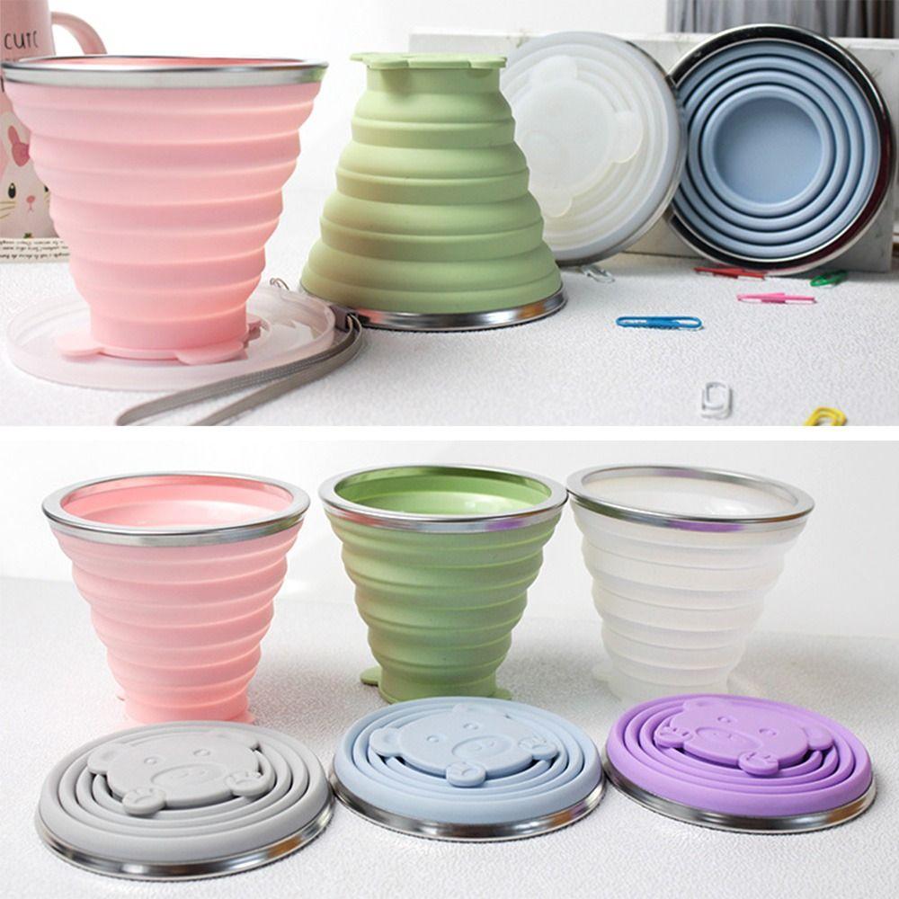 220ml Folding Cup BPA FREE Food Grade Silicone Water Cup Travel Outdoor Use Camping Lightweight Telescopic Cup Coffee Cups Drinking Mug