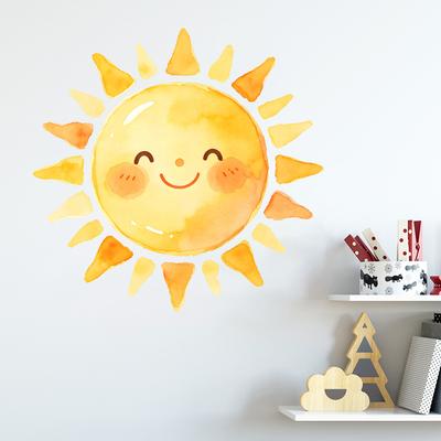 Healing Sticker Smiling Sun Wall Sticker Self-adhesive and Removable for Bathroom and Balcony.