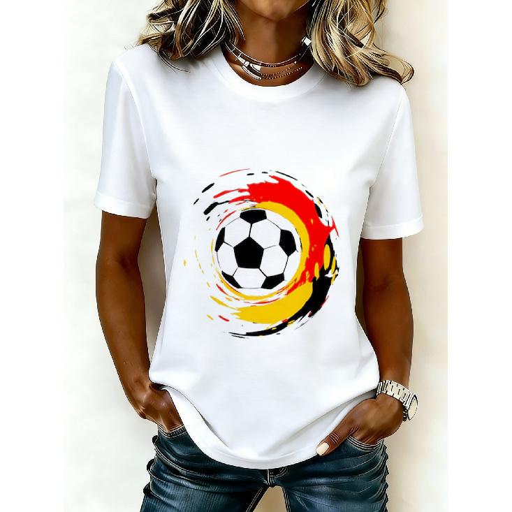 2026 Casual Women's Short-Sleeve T-Shirt with USA-Canada-Mexico World Cup Football Match Print