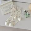 Sock Children's Summer Light Style Open Mesh Breathable Mid-calf Socks with Sweet Small Floral Patterns, Boneless Stockings