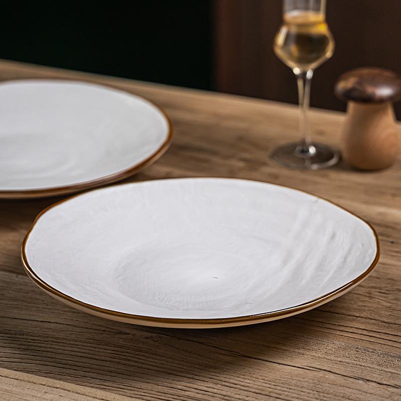 Fabric Texture Plate, High-End Nordic Style Ceramic Plate, Western Pasta Steak Plate, Salad Plate, Slightly Flawed