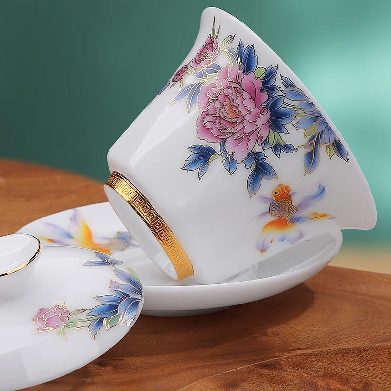 Prosperous Fish Ice Jade Porcelain Gongfu Tea Set