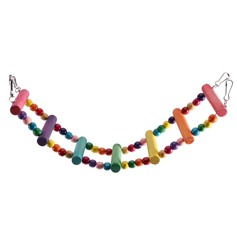 Natural Wood Parrot Climbing Ladder Flexible Design Parakeet Swing Toy Wood Bead Toy  For Parakeets