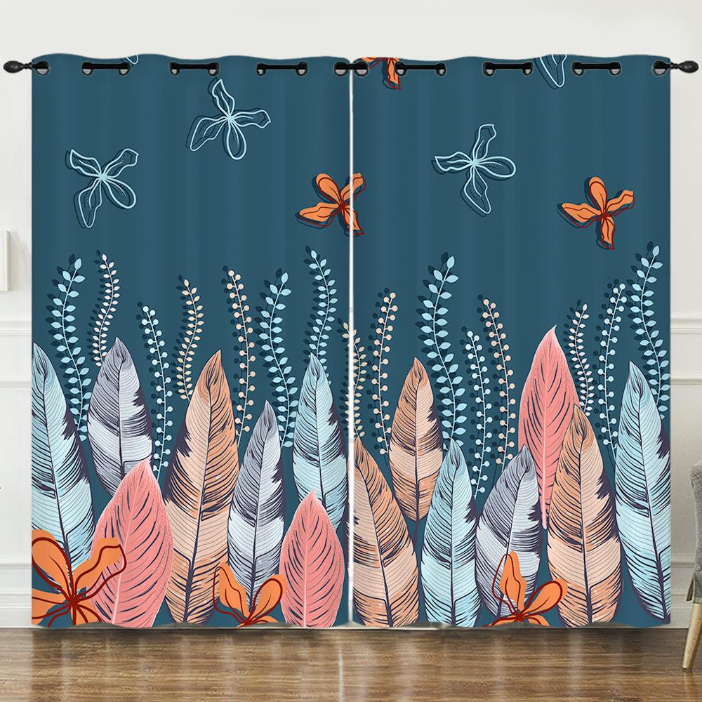 

Штора Цветок Маленький Свежий Цветочный 3D Цифровая Печать Затемняющая Штора на Люверсах 97cm*114cm*2