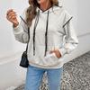 Women's Autumn 2025 Color Block Wave Pattern Hooded Sweatshirt with Long Sleeves