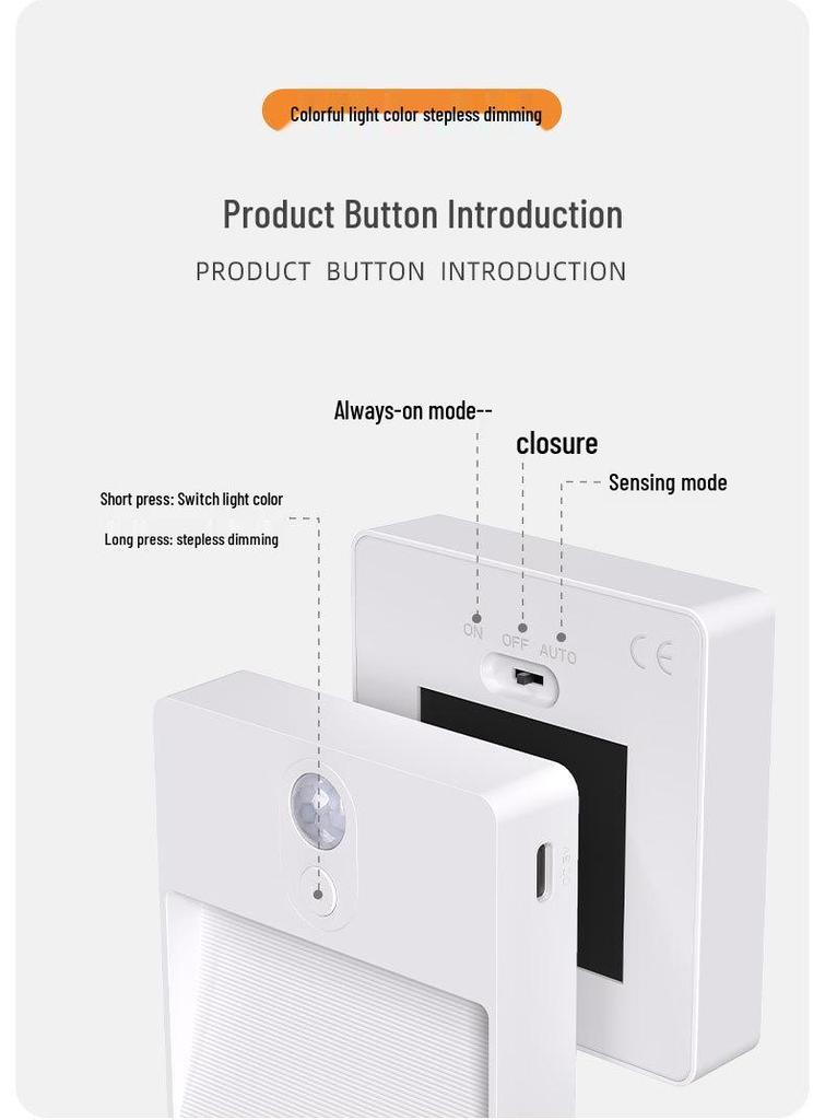 F11 Stepless Dimming Sensor Night Light with Human Motion Detection