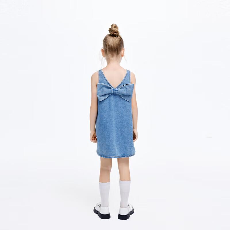 Little MO&Co. Girls' Denim Sleeveless Bow Dress