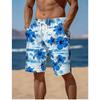 Men's Beach Shorts/Swim Trunks with a Retro Hawaiian Floral 3D Print, Perfect for Summer Outdoor Vacations and Casual Wear.