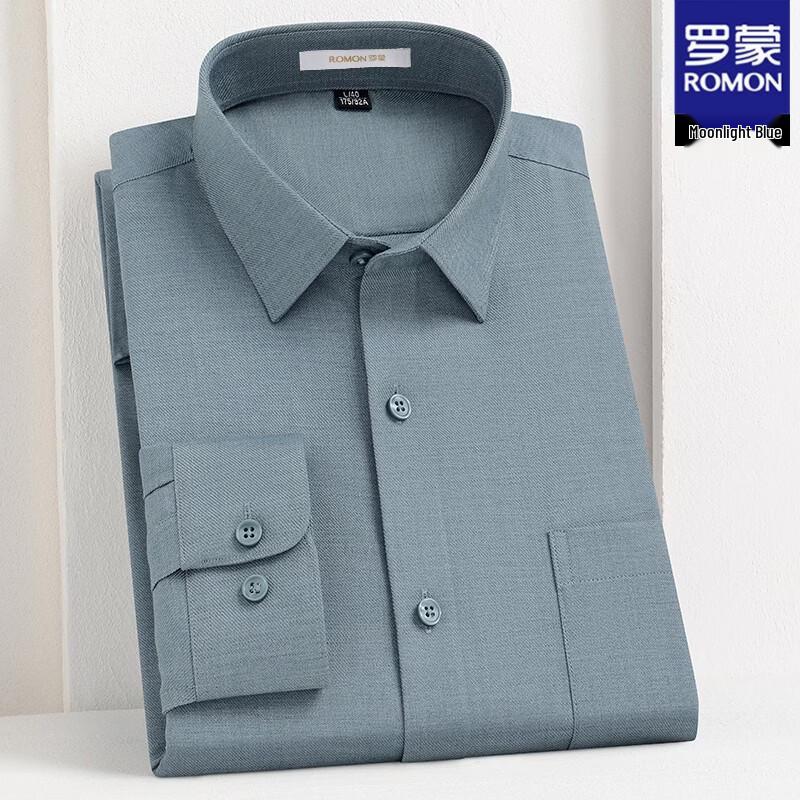 ROMON Men's Wool Blend Business Casual Long Sleeve Shirt