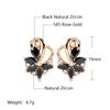 Black Zircon Flower Earrings: Korean 585 Rose Gold Ear Clips, Trendy Cold Style for Women
