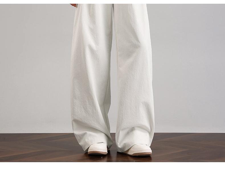Spring/Summer 2026 Tall Women's White Wide-Leg High-Waisted Casual Suit Pants