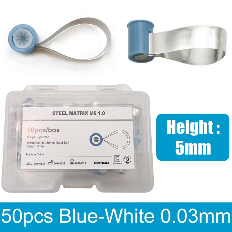 Dental Matrix Bands Metal Matrices 5mm Double-Side Contoured Anatomically Shaped Matrix Bands M6 Knob Type Loop Matrix
