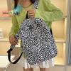 Nylon Leopard Print Backpack Retro Daypack Students School Bag Durable Fixed Webbing Large Capacity Backpack for Gift