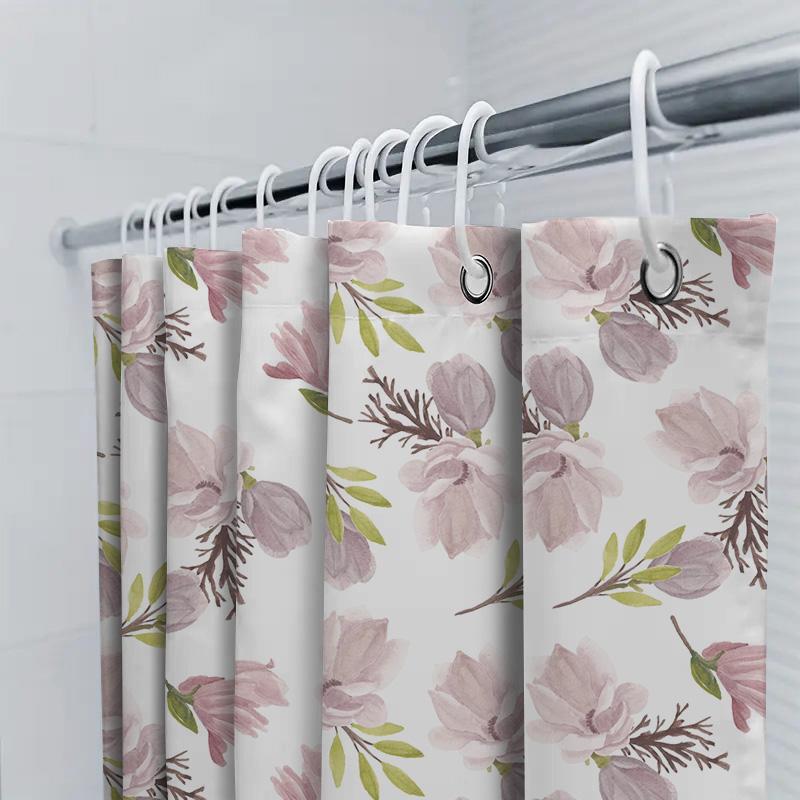 Fashion Floral Bath Curtain Decorative Shower Curtains Waterproof Bathroom Liners Purple Pink White Green Leaves For Home Decora