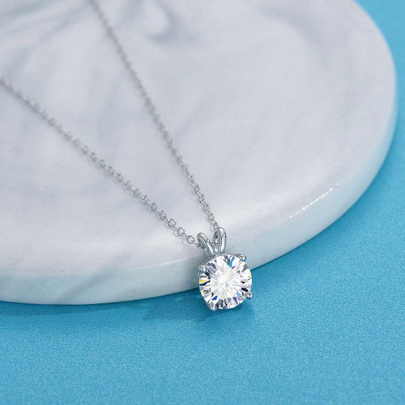 1-5ct D Kolor Moissanit Dia Kobieta Wisiorek Srebrny Naszyjnik dla Kobiet Łańcuszki Impreza Ślubna Biżuteria Drobna 925 Sterlingowe Srebro Naszyjnik