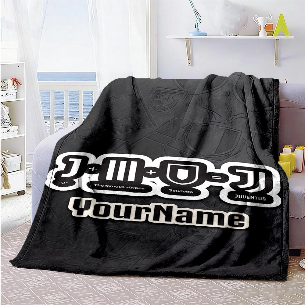 Juventus Customize Text Blanket Gift Personalized Blanket Soft Warm Cozy Suitable for Bedding Livingroom Office Office Chair Four Seasons Multipurpose