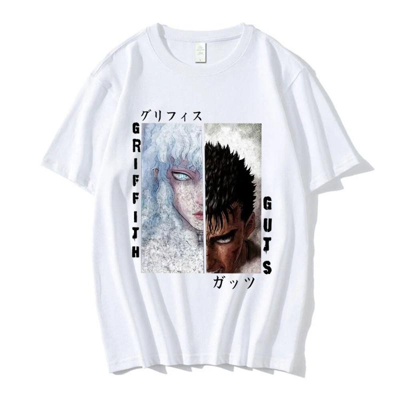 Anime Berserk Guts Griffith Print T Shirt Funny Manga T-Shirt Clothes Hip Hop Vintage Men Women Harajuku Oversized T-Shirts W22Q