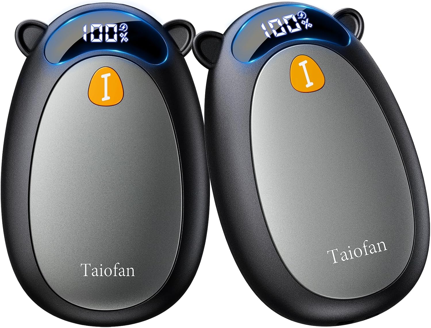 

Rechargeable Electric Hand Warmers, Cute Bear Design, LED Display, 4 Heat Settings, Fast Heating, Magnetic Pocket Heaters, 2-Pac серый