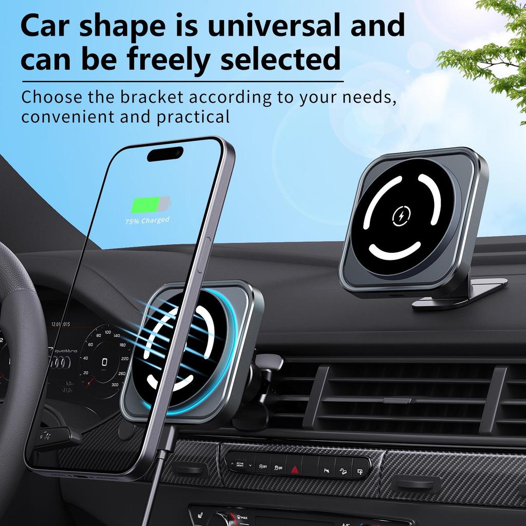 MagSafe 15W Fast Charging Car Phone Holder & Wireless Charger
