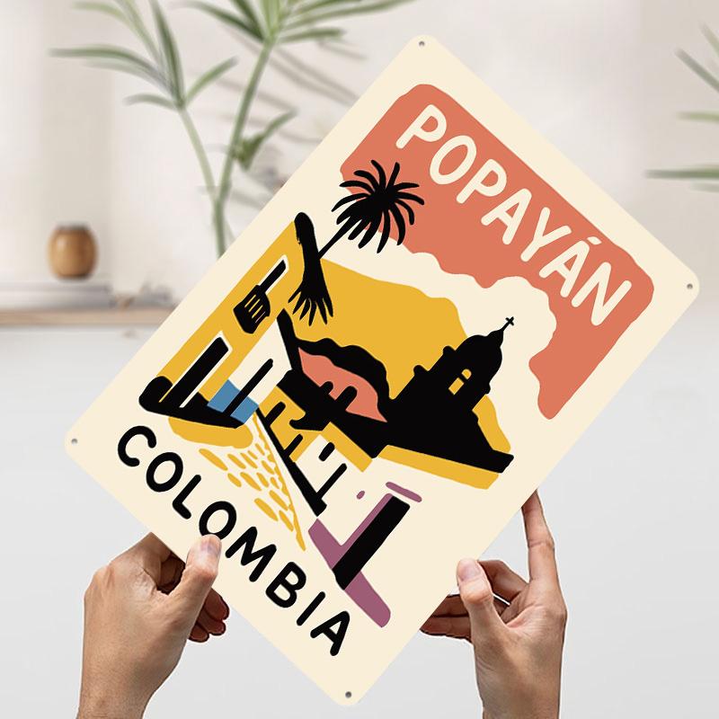 

Popayan Colombia Travel Metal Poster Customized Wall Art Retro Vintage Tinplate Signs for Decoration Bedroom Decorations Decor 7.9x11.8In(20x30cm)