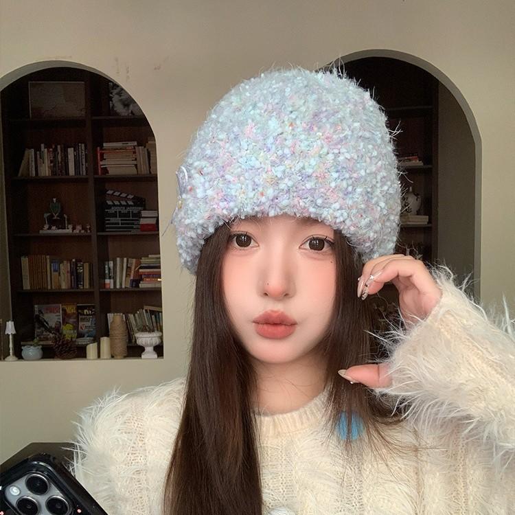 Large Head Circumference Knitted Woolen Hat Women's Autumn and Winter Cold Protection Ear Protection Hat Retro Face Showing Small Hat New Style