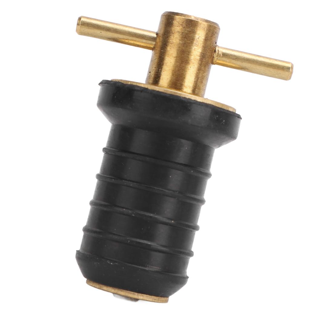 Marine Boat Brass T Handle Drain Plug Strong Structure Twist Turn and Seal Design Rubber Plugs for Yachts Ships 0.6inch