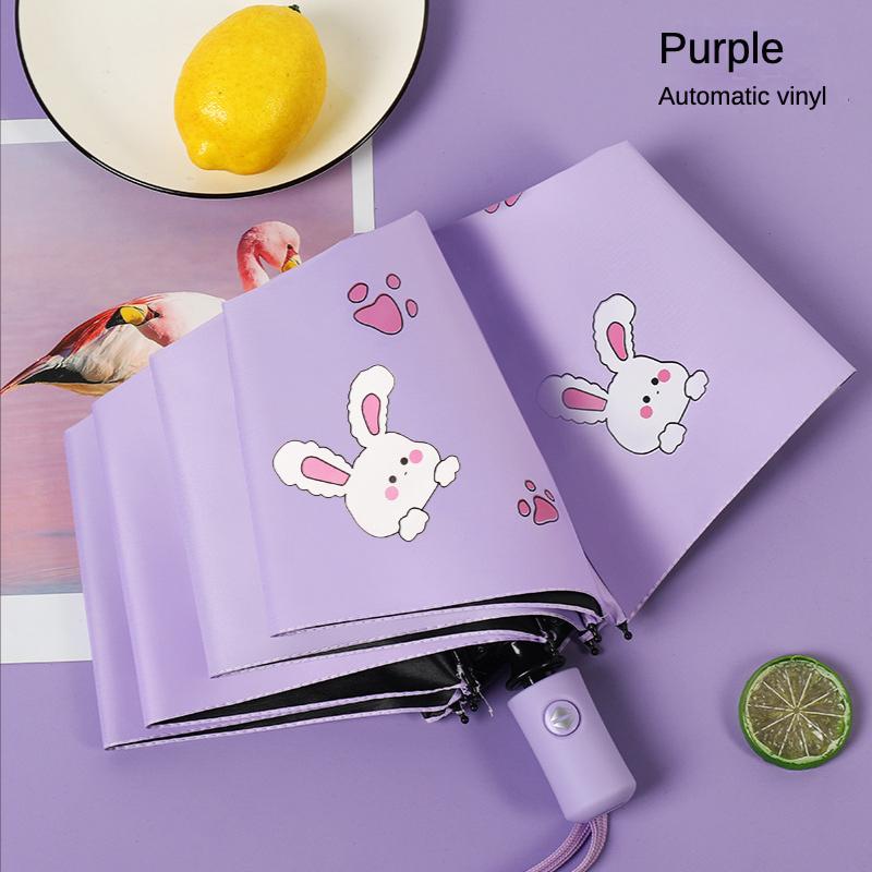 Cute Kids Umbrella Thick Black Glue Fully Automatic Umbrella Rabbit Sunshade for Girl Child Umbrella Student Umbrellas