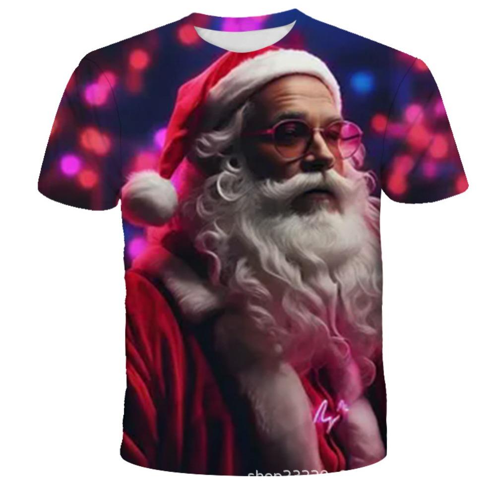 

Рождественская футболка Мужская Принтованная Удобная С коротким рукавом Комфортная Универсальная Футболки Модная 6XL