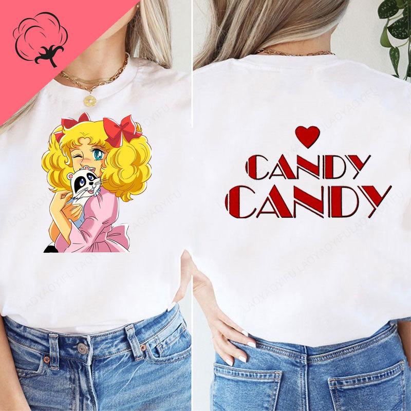 Kawaii Candy Tshirt Print Streetwear Harajuku Cartoon Fashion Shoujo Girl Style Clothes Short Sleeve Casual Female Graphic Tees