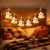 Creative Halloween Decorative Layout Ghost String Lights, Fabric Witch Hat Devil LED Hanging Lightweight Easy Hang Holiday Ornament Decor for