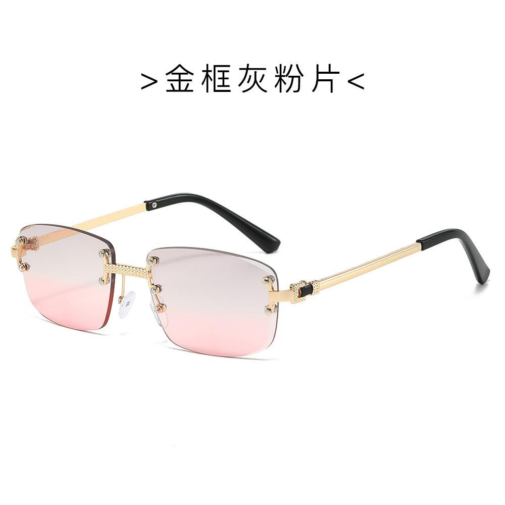 Bezramkowe Kwadratowe Okulary Przeciwsłoneczne z Kolorową Powłoką Dla Mężczyzn, Spersonalizowane Okulary z Giętymi Zausznikami w Kolorze Gradientowym Chroniące Przed Słońcem i Promieniowaniem UV.