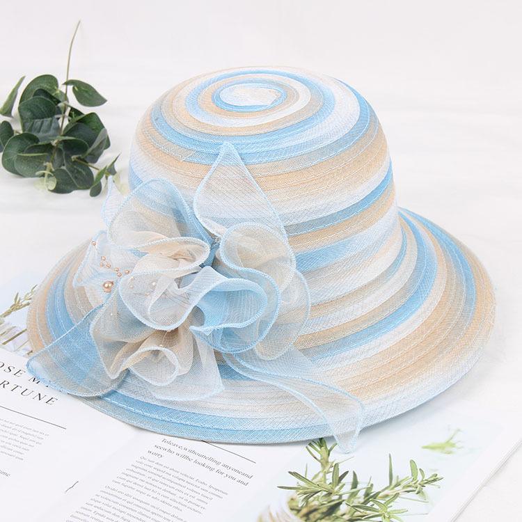 New Mesh Hat Women's Spring and Summer Organza Flower Sun Hat Women's Sun Hat Big Edge Sunscreen Basin Hat