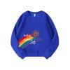 Trendy White Boys' Rainbow Print Long-Sleeve Hoodie - 2026 Autumn Primary School Uniform Collection