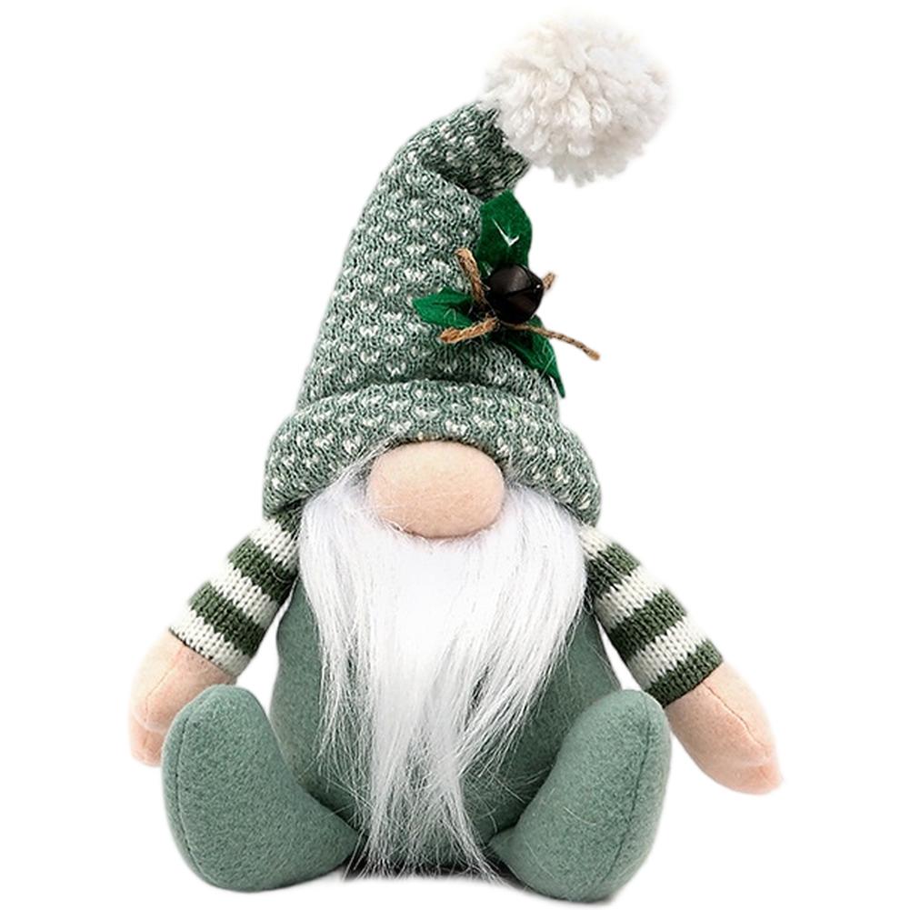 Soft Plush Christmas Ornament with Knitted Hat Sitting Position Design for Home Display Creating a Warm Holiday Atmosphere