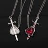 2026 New Sword Heart Couple Necklace Gothic Anti-fading Love Heart-shaped Pendant Women Year's Christmas Valentine's Day Gift