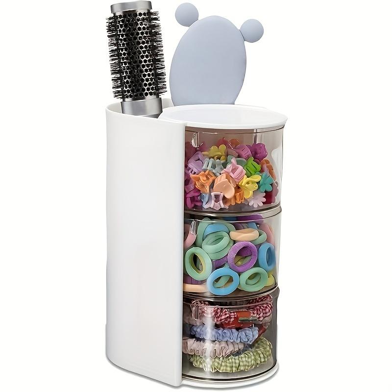 Three-Tier Rotating Cosmetic Storage Box, Transparent Desktop Makeup & Hair Accessory Organizer