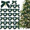 Christmas Bows 24PCS Decorations Velvet Bows for Xmas Tree Ornaments with Ribbon for Wreath Garland Gift Wrapping Crafts