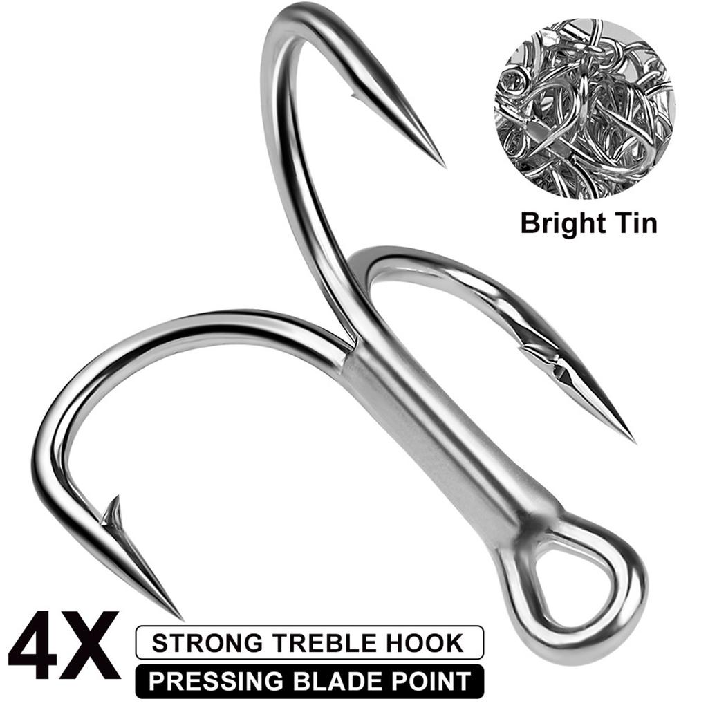 10pcs 4X Strong Treble Hooks Saltwater Freshwater Fishing Hooks with 4X Enhanced Anti-Rust & Sharpness