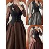 Retro Französischer Stil Sternennacht Taillenbetonierende Weste & Klassisches Kleid Set